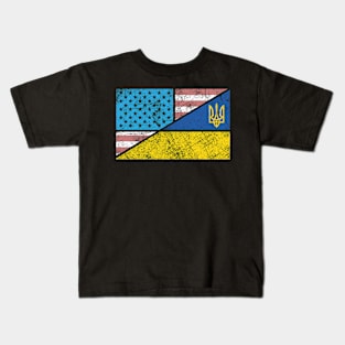 Ukraine USA flag design distressed vintage style Kids T-Shirt